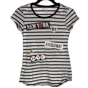 Justice Girls Gray Striped Graphic Tee